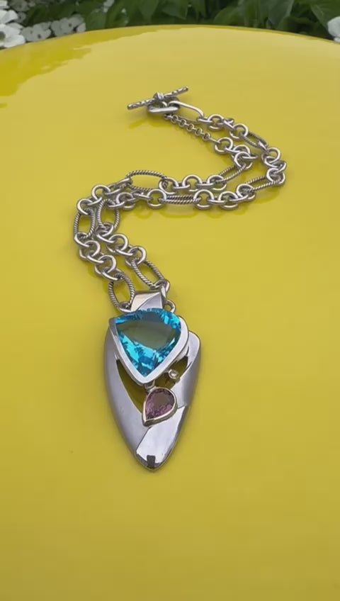 Two Tone Blue Topaz & Amethyst Necklaces